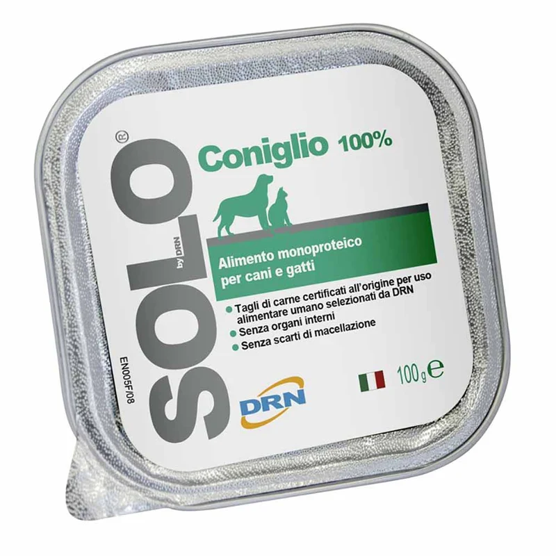 Alimento Monoproteico DRN Solo Coniglio per Cani e Gatti 100g
