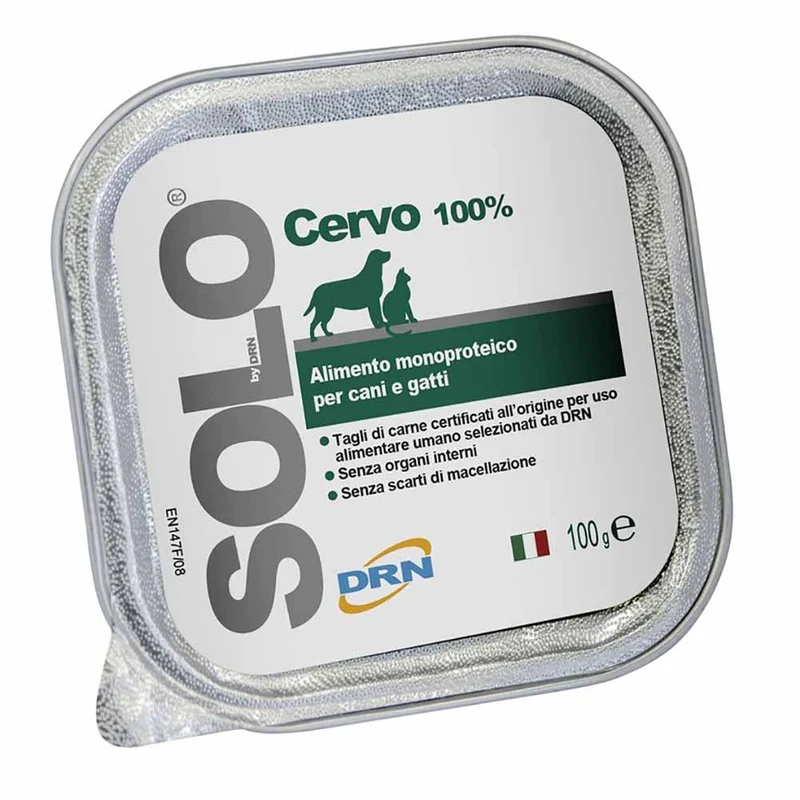 Alimento Monoproteico DRN Solo Cervo per Cani e Gatti 100g