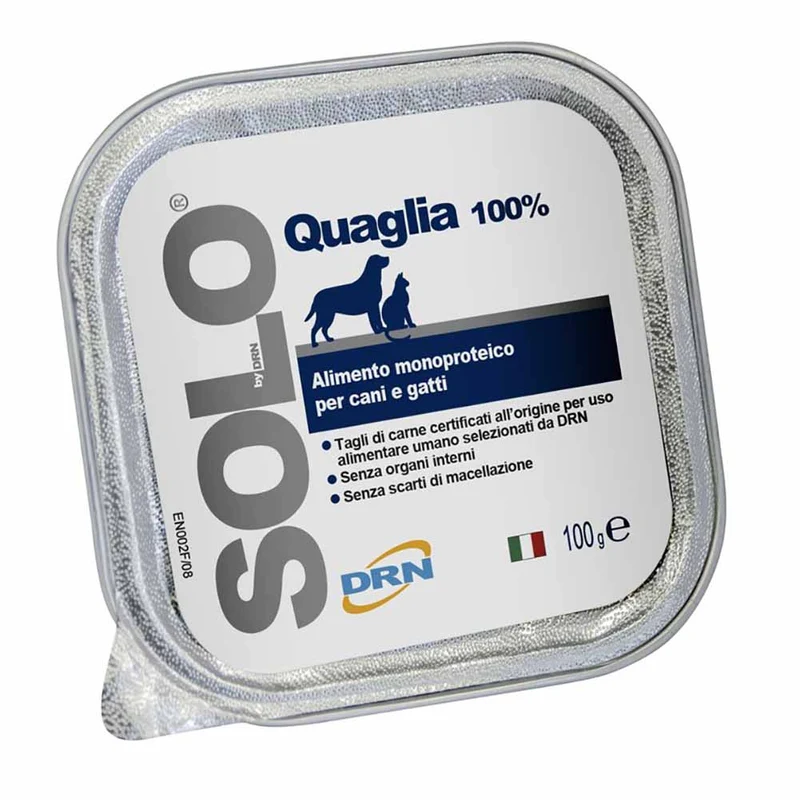 Alimento Monoproteico DRN Solo Quaglia per Cani e Gatti 100g