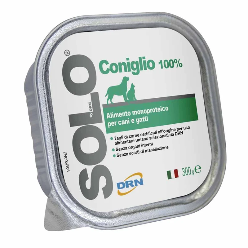 Alimento Monoproteico DRN Solo Coniglio per Cani e Gatti 300g