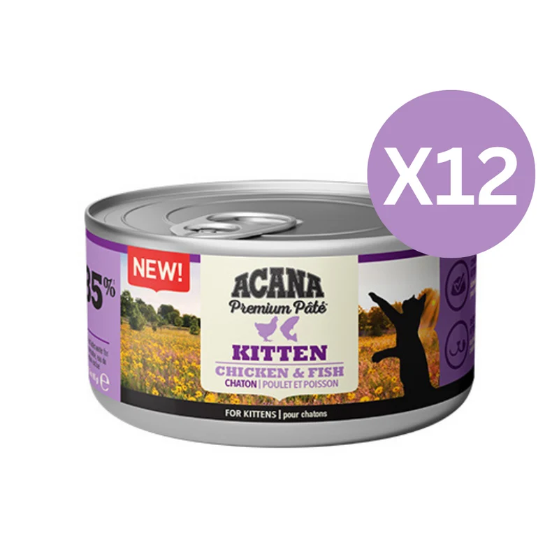Acana Premium Chicken With Fish Pate Kitten Wet Food 85G - Pack of 12