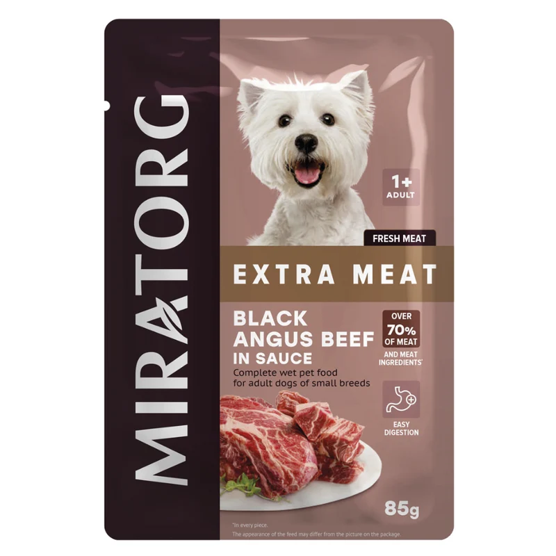 Miratorg Extra Meat With Black Angus Beef In Sauce For Small Breed Dog Wet Food 85g