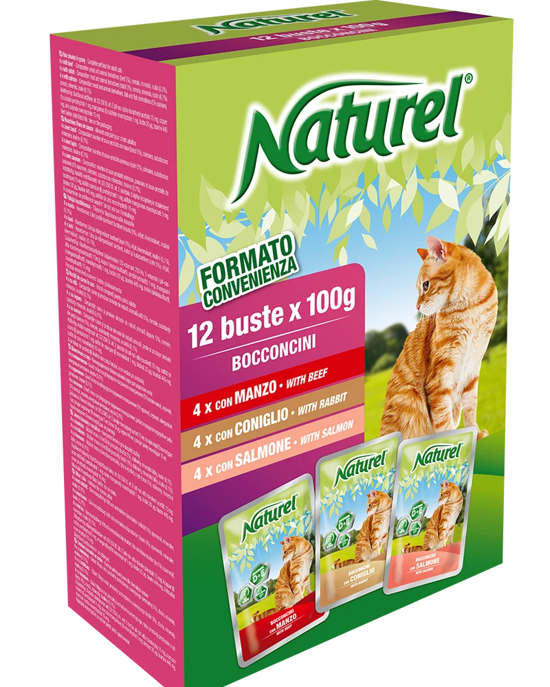 LifeCat Naturel Manzo, Coniglio e Salmone - Multipack Gatto - 12x70 g