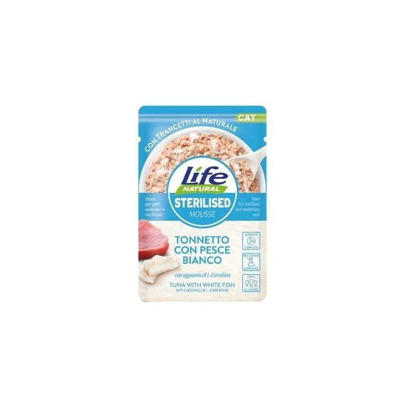LifeCat Natural Sterilized Tonnetto e Pesce Bianco - Umido Gatti - 70 g