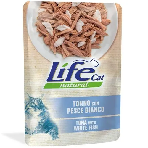 LifeCat Natural Tonno e Pesce Bianco - Alimento Umido per Gatti - 70 g