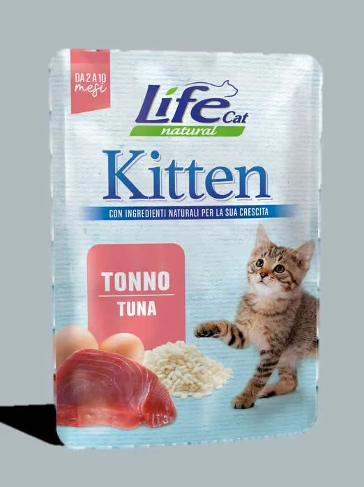 LifeCat Natural Kitten Tonno - Alimento Umido per Gattini - Busta 70 g