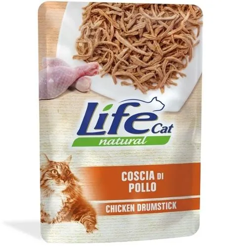 LifeCat Natural Coscia di Pollo - Alimento Umido per Gatti - Busta 70 g