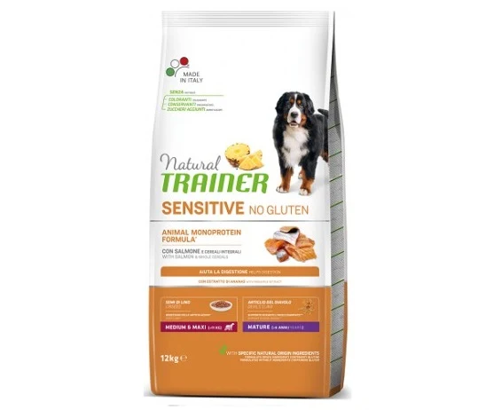 TRAINER CANE NATURAL SENSITIVE MATURE MEDIUM&MAXI SALMONE 12 KG