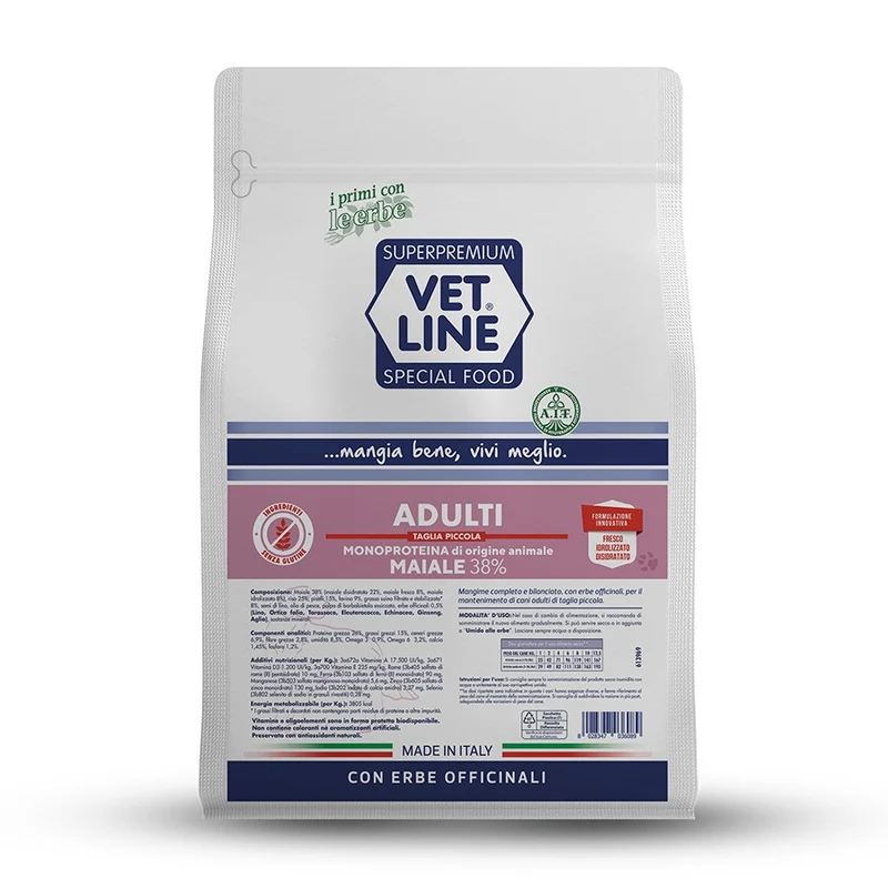 VETLINE CANE ADULTO MINI MAIALE 800 GR
