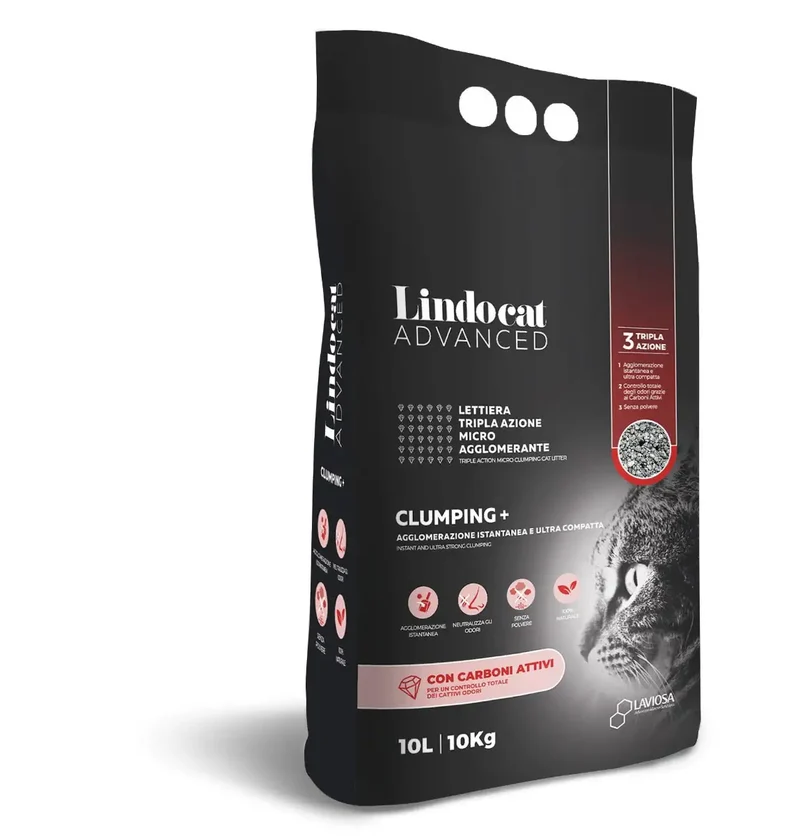 Lindocat Clumping Plus lettiera micro-agglomerante in bentonite naturale Tripla azione