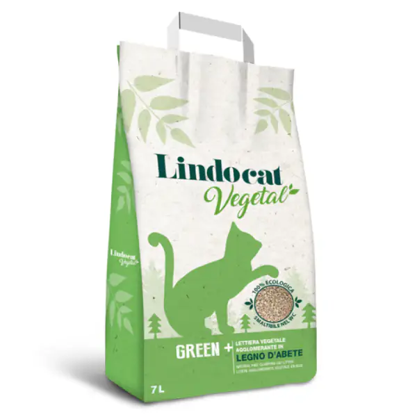Lindocat Green Plus lettiera vegetale agglomerante a base di legno d’abete senza profumazione