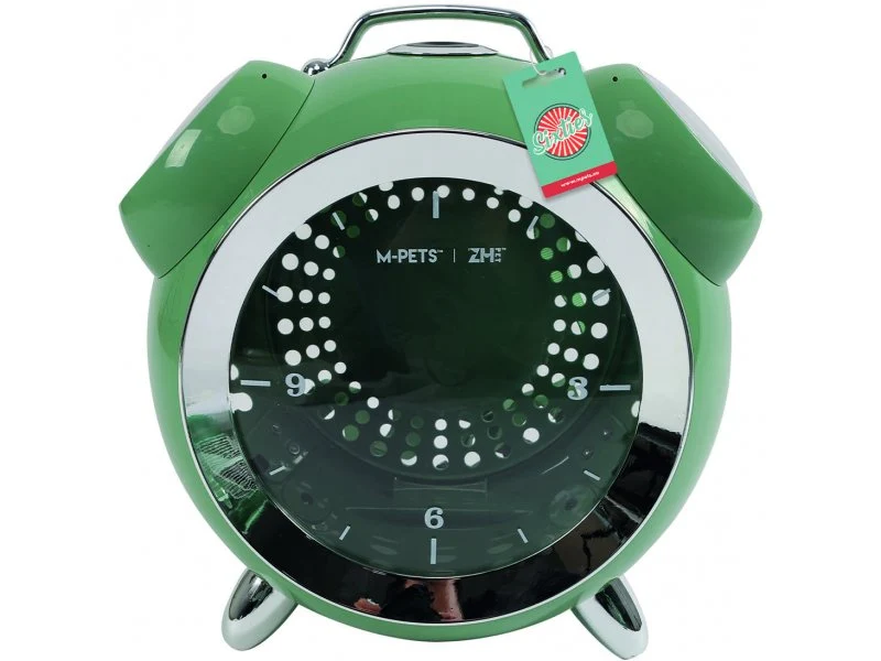 Trasportino Sixties Design Sveglia per Cani Piccoli e Gatti - Verde