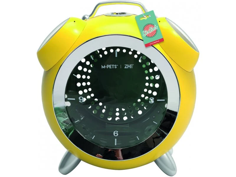 Trasportino Sixties Design Sveglia per Cani Piccoli e Gatti - Giallo