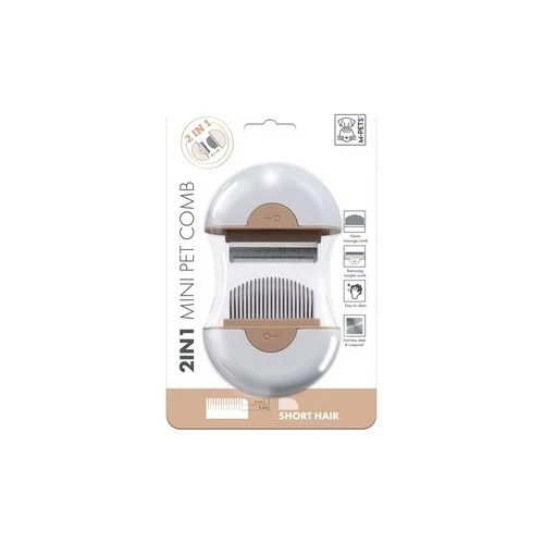 Mini Pettine 2 in 1 per Cani e Gatti a Pelo Lungo - Colore Marrone