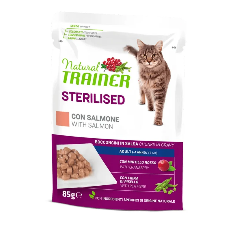 Trainer Natural Gatto Sterilized Salmone - Alimento Umido in Busta - 85 g