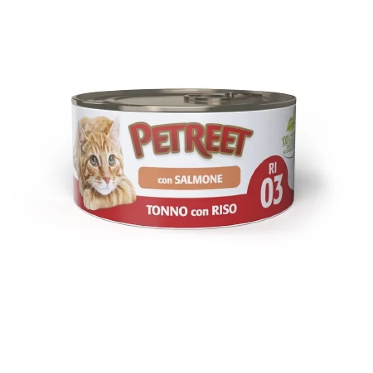 Petreet Tradizionale Tonno e Salmone - Alimento Umido per Gatti - 85 g