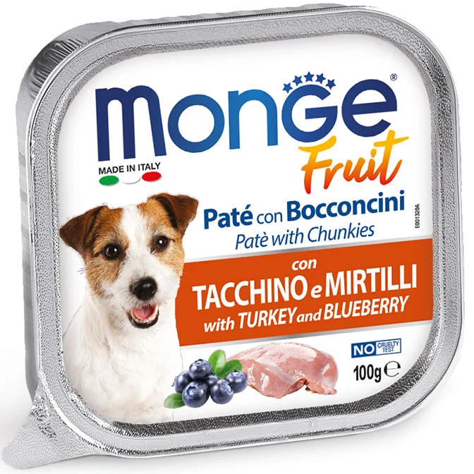 Monge Cane Fruit Vaschetta Adulto Tacchino & Mirtilli 100 g