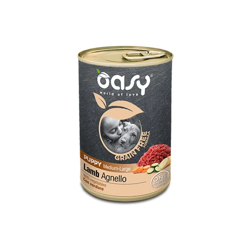 Oasy Grain Free Puppy Medium/Large Agnello - Cibo Umido, 400g