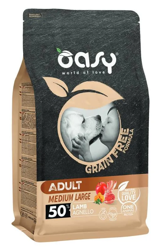 Oasy Grain Free Adult Medium/Large Agnello - Senza Cereali - 12 kg
