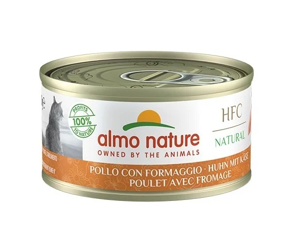 ALMO NATURE HFC NATURAL CATS 24X70 G POLLO CON FORMAGGIO