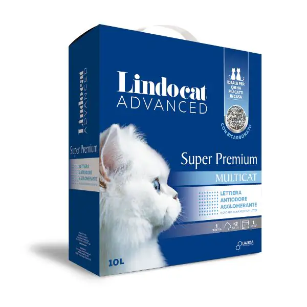 Lindocat Advanced Multi-Cat Super Premium lettiera agglomerante in bentonite bianca con bicarbonato