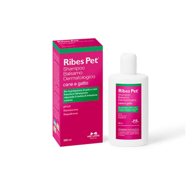 NBF Lanes Ribes Pet Shampoo-Balsamo Lenitivo per Cani e Gatti - 200 ml