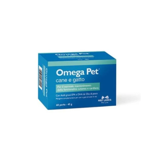 NBF Lanes Omega Pet - Acidi Grassi EPA e DHA per Cani e Gatti - 60 perle