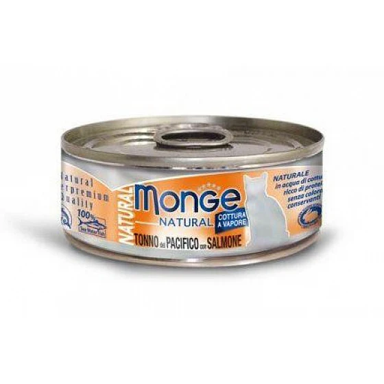 MONGE GATTO NATURAL LATTINA ADULTO TONNO DEL PACIFICO & SALMONE 80 GR