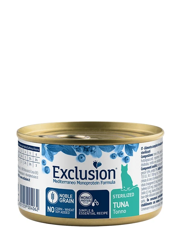 Exclusion Gatto Mediterraneo Adulto Sterilizzato Tonno Lattina 85 g