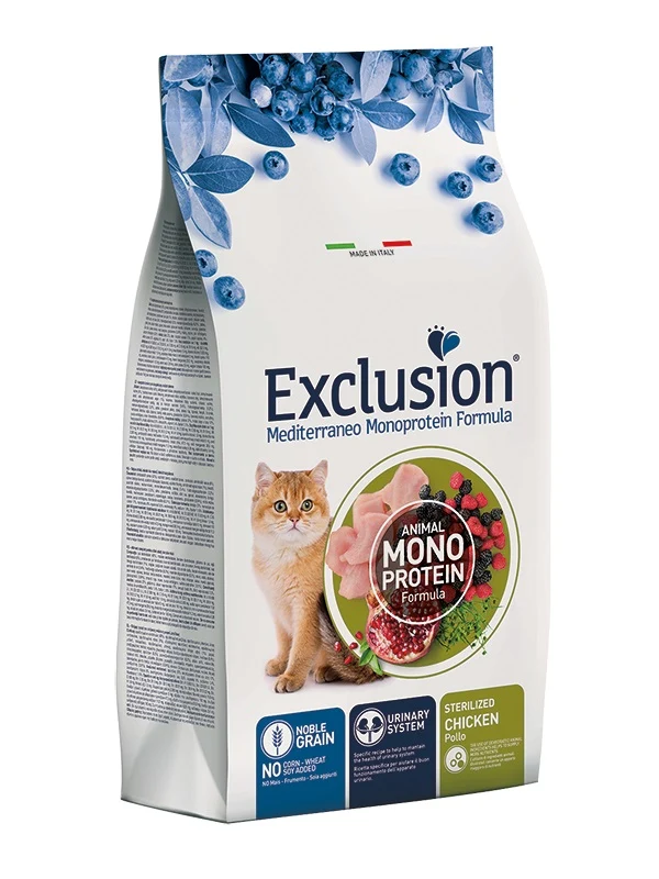 Exclusion Gatto Mediterraneo Adulto Sterilizzato Pollo 12 kg