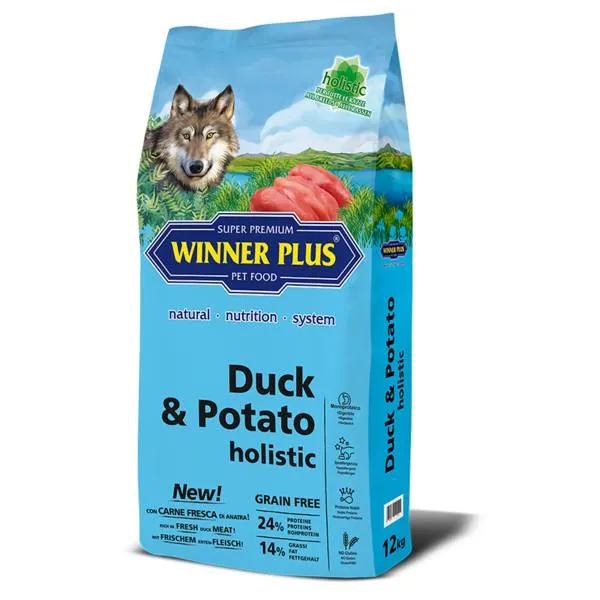 Winner Plus Duck & Potato Holistic - Crocchette Grain Free Anatra - 12 kg