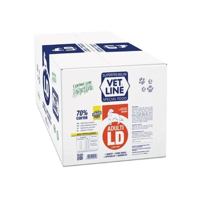 Vet Line Adulti LD all'Anatra Grain Free - Crocchette, 12 kg
