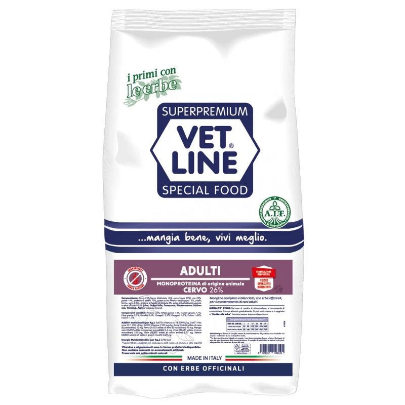 Crocchette Vet Line Adulti al Cervo per Cani - 12,5 kg