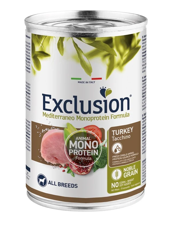 Exclusion Cane Mediterraneo Adulto All Breeds Tacchino Lattina 400 g