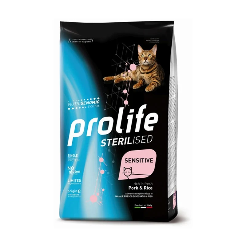 Prolife Gatto Sterilizzato Maiale e Riso - Crocchette Gatti Sterilizzati - 1,5 kg