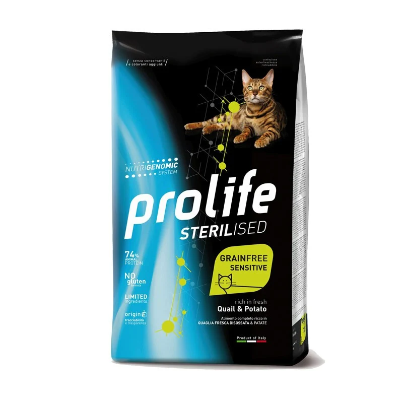 Prolife Gatto Sterilizzato Grain Free Sensitive Quaglia e Patate - 1,5 kg