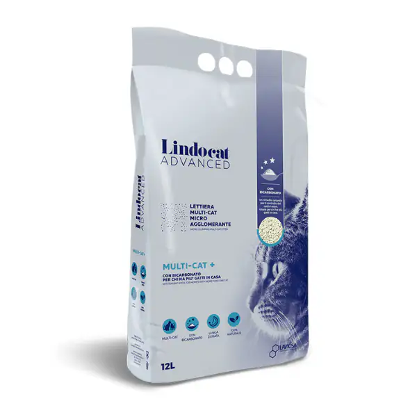 Lindocat Advanced Multi-Cat lettiera agglomerante in bentonite bianca con bicarbonato