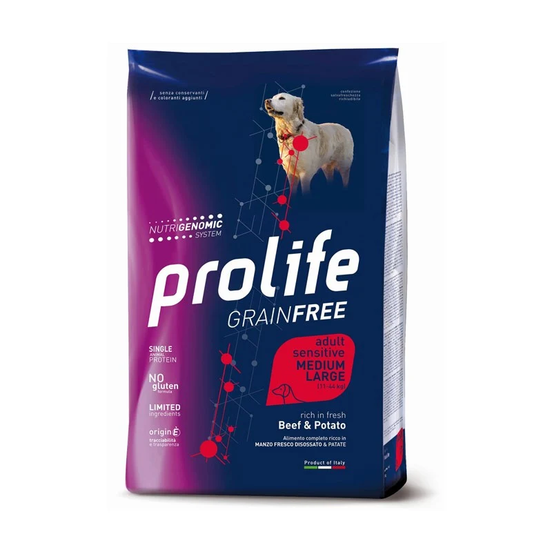 Prolife Cane Sensitive Grain Free Manzo e Patate Medium/Large - 10 kg
