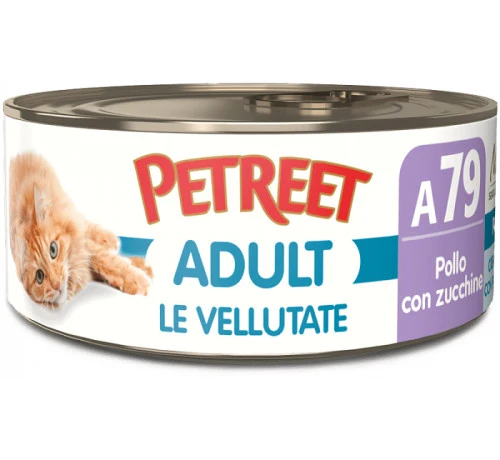 Petreet Vellutate per Gatti con Pollo e Zucchine - Alimento Umido - 70 g