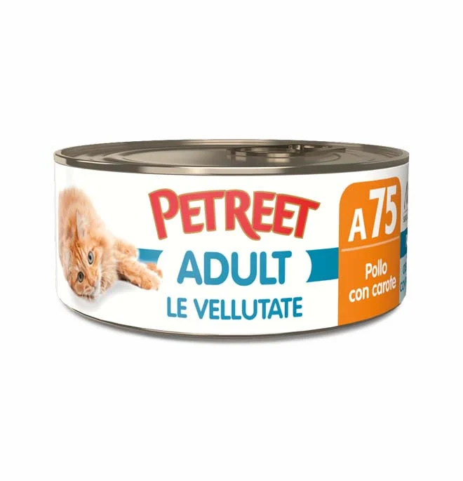 Petreet Vellutate per Gatti con Pollo e Carote - Alimento Umido - 70 g