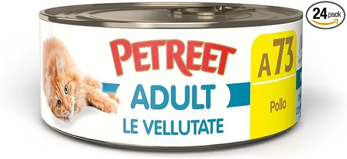 Petreet Vellutate per Gatti con Pollo - Alimento Umido in Lattina - 70 g