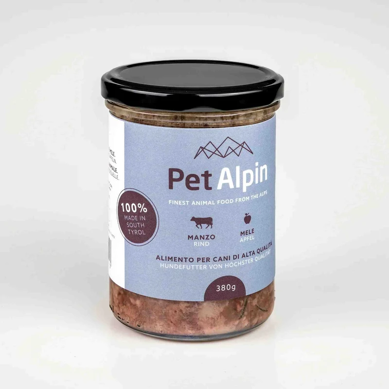 Pet Alpin Ragù Manzo e Mela - Cibo Umido Cani, 380g