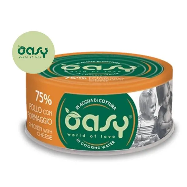 Oasy Wet Cat More Love Pollo con Formaggio - Umido Gatti Lattina - 70 g