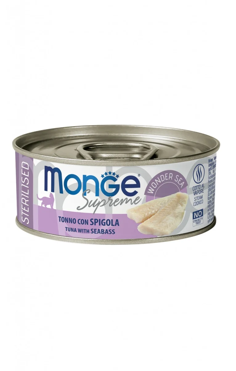 Monge Supreme Sterilized Tonno e Spigola - Cibo Umido Gatto, 80g
