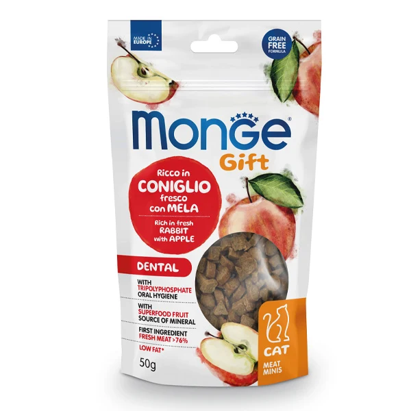 Monge Gatto Snack Mini Dental Coniglio e Mela - 50g