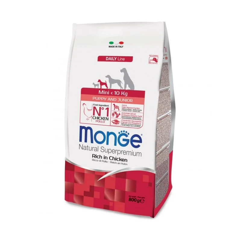 Monge Natural Mini Puppy Pollo e Riso - Crocchette Cuccioli Piccoli - 800 g
