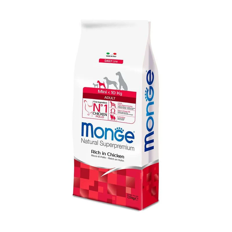 Monge Natural Mini Adult Pollo e Riso - Crocchette Cani Piccoli - 7 kg
