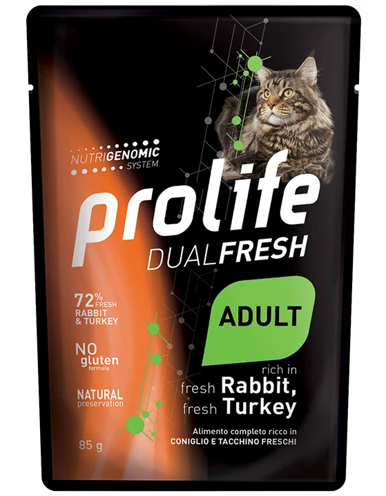 Prolife Gatto Dual Fresh Adulto Coniglio & Tacchino Busta 85 g
