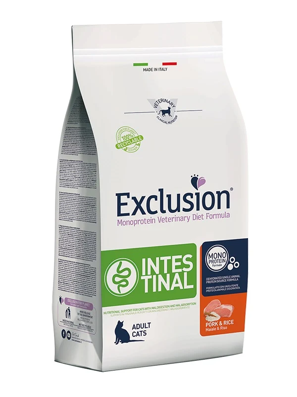 EXCLUSION GATTO DIET INTESTINAL ADULTO MAIALE & RISO 300 GR