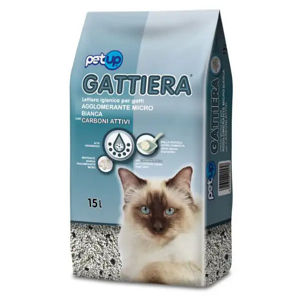 Lettiera igienica agglomerante con carboni attivi Gattiera PetUp